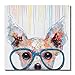 FLY SPRAY 1 Panel Framed 100% Hand Painted Oil Paintings Canvas Wall Art Colorful Dog with Glasses Animal Modern Abstract Artwork Painting for Living Room Bedroom Office Home Decoration