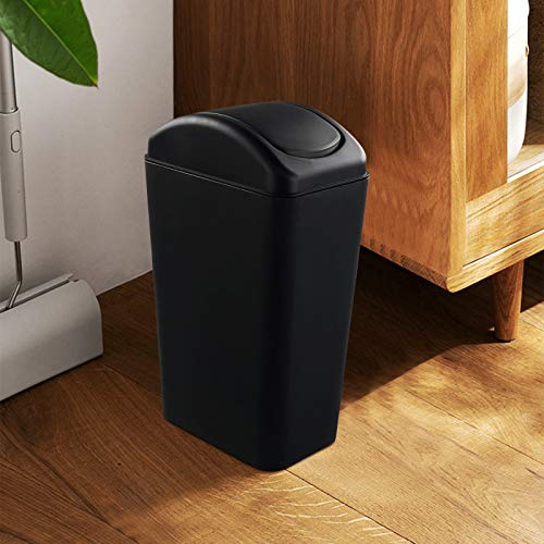 Uumitty 14 Litre Plastic Trash Can, Swing Top Garbage Can, Black, 1