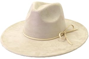 Wotfim Fedora Hats for Women Man with Big Wide Brim Classic Suede Panama Hat Western Outdoor hat