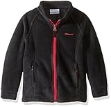 Columbia Big Girls' Benton Springs Fleece Jacket, Black/Punch Pink, Medium