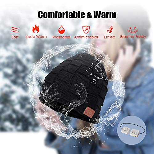 JARVANIA Bluetooth Beanie, Wireless Bluetooth Hat, Double Knit Music Hat for Men & Women, Joyful