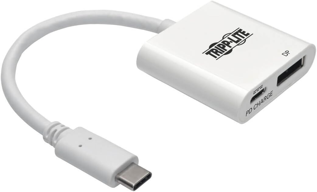 Tripp Lite USB-C to DisplayPort Adapter with PD Charging 4K 60 Hz White (U444-06N-DP-C), Blanco