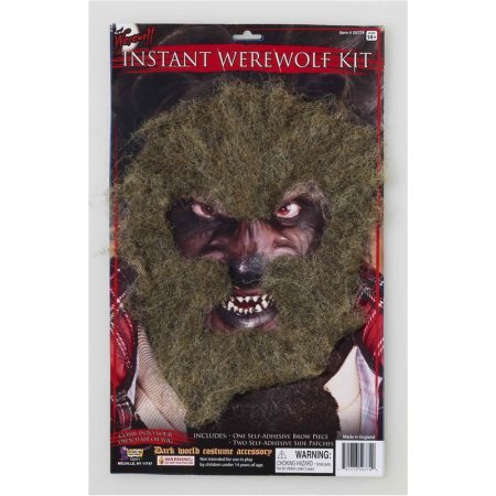 Instant Werewolf Brown Facial Hair Kit Costume Accessory