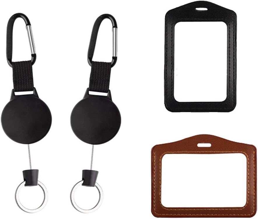 2 Pieces of Heavy Duty Retractable Wire Rope Key Chain Key Disk and 2 ...