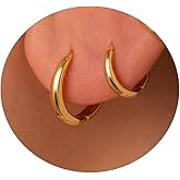Small Gold/Silver Hoop Earrings for Women Men -18K Real Gold Plated Over Solid 925 Sterling Silver Huggie Earrings Hypoallergenic Gold Earring for Cartilage Jewelry Gift