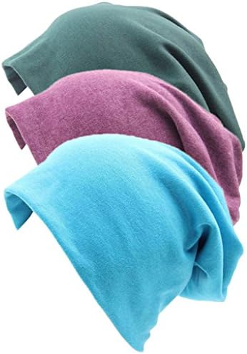 3 Pack Unisex Soft Comfy Cotton Beanie Sleep and Chemo Cap Hats for Hairloss, Cancer