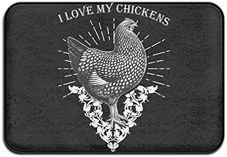FRICSTAR Doormats I Love My Running Chickens Cool Personalized Door Mats Welcome Mat Non-slip Doormat Coral Fleece Indoor Outdoor Kitchen Floor Rug Front Door Mat Funny Flannel Carpet 15.7" X 20.3"