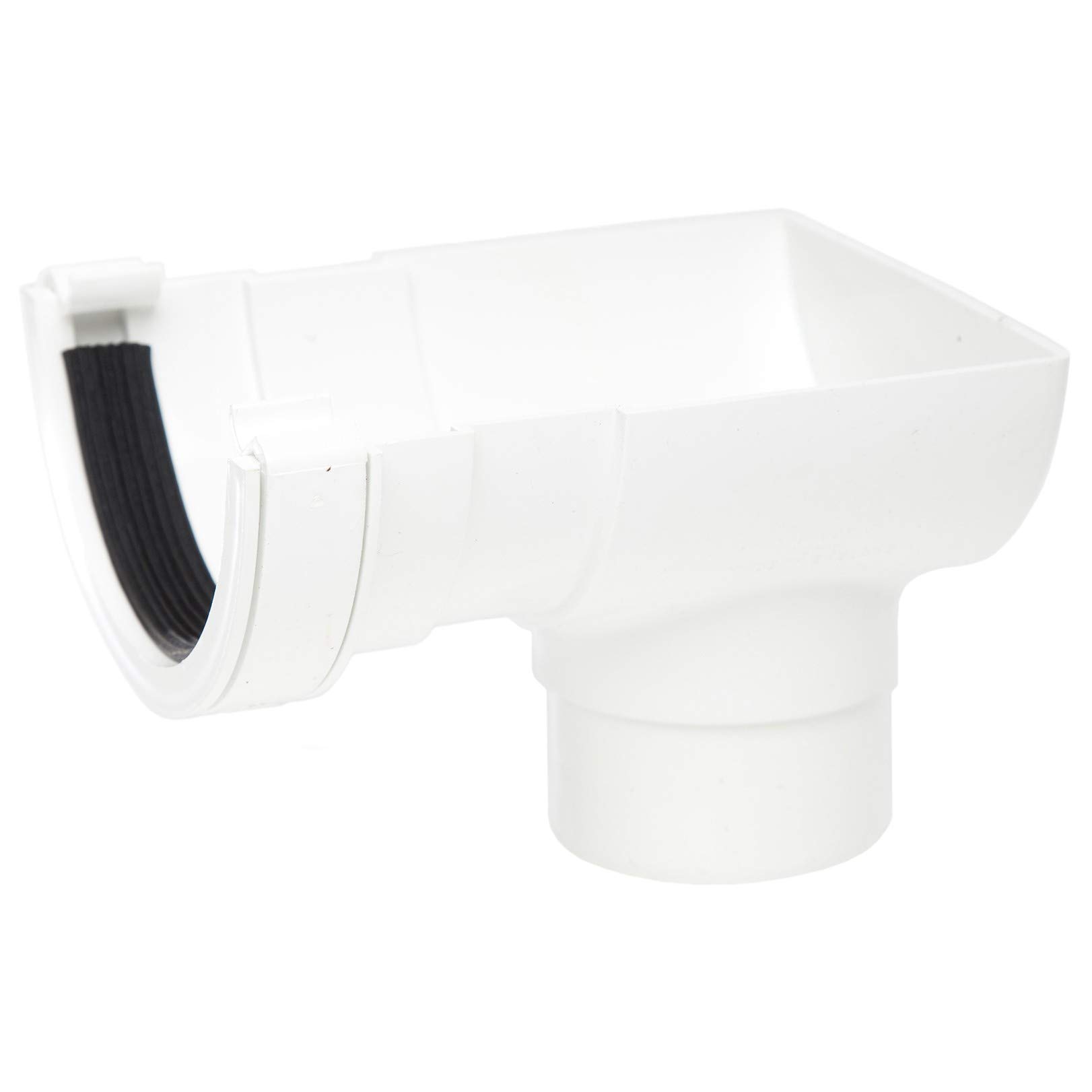 POLYPIPE RR106 White Stop End Outlet for 112mm Half Round guttering System