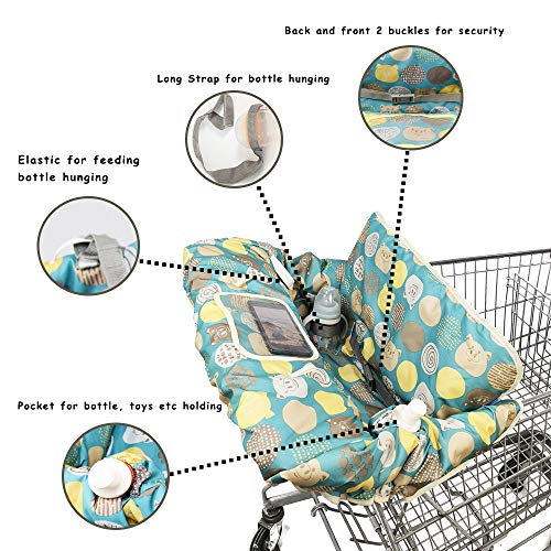 Shopping Cart Covers for Baby, Large High Chair Cover with Cell Phone Holder for Toddler boy Girl, Grocery Cart Cover, Padded(Polka Cute) - Thumbnail 3