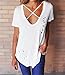 Imily Bela Women's Short Sleeve Cross Front Distressed Tee T Shirt White small