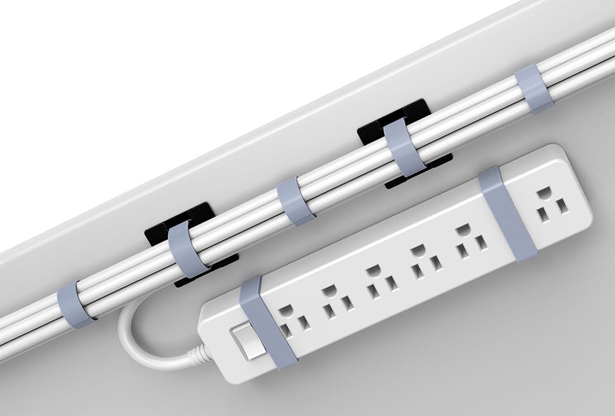 Photo 1 of Under Desk Cord Management Straps, Adhesive-Backed Heavy-Duty Reusable Mounting Straps, Cable Management, Self Adhesive Hook and Loop Strap Set, for Large Cord Bundles, Power Strips & Devices