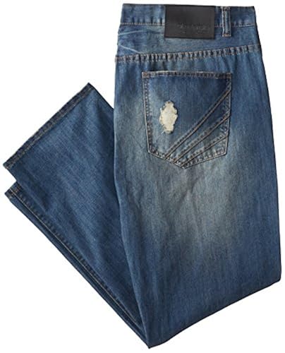 Akademiks Men's Big-Tall Pitkin Washed Patched Denim Jean in Kenya