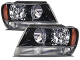 Jeep Grand Cherokee Black Headlights w/Clear Signal Light & Xenon Bulbs