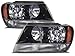 HEADLIGHTSDEPOT Compatible with Jeep Grand Cherokee Black Headlights w/Clear Signal Light & Xenon Bulbs