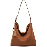 Genuine Leather Suede Bags for Women, Vintage Handbag Purse Suede Hobo Bag Slouchy Bag Shoulder Crossbody Bag