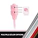 Cordinate Designer 3-Outlet Extension Cord, 8 Ft Braided Cable, 2-Prong Power Strip, Slide-to-Lock Safety, Low-Profile Flat Plug, Polarized, ETL Listed, Light Pink, 39986-T1