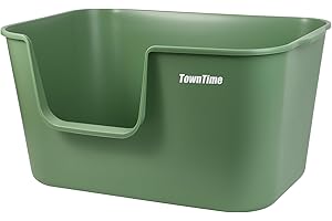 TownTime Extra Large Litter Box with High Sides 24.60" Lx16.92 Wx12.99 H,Anti-Splashing Kitty Litter Box,Tool-Free Assembly,Multi cat Litter Box,Jumbo Litter Box (Green)