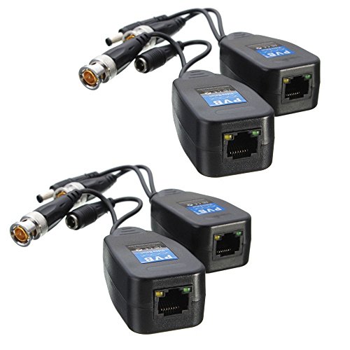 BeElion 2-Pair in Pack HD-CVI/TVI/AHD Passive Video Balun with Power Connector,BNC to UTP RJ45 CAT5 Data Transmitter - Thumbnail 7