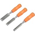 Buck Brothers 120203K 3-Piece Wood Chisel Set With Acetate Handles | 1/2 Inch, 3/4 Inch, 1 Inch Chisels Included | Carve, Cut, and Shape Wood, Install Windows and Doors | Carpentry Tools,Orange