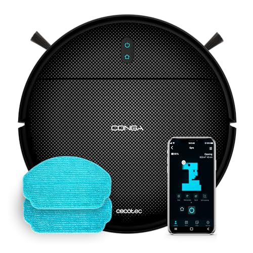 Robot Aspirateur avec Navigation Gyroscopique et App Conga M10 X-Treme Neo. 3000Pa, Balaye, Aspire, Lave et Passe la Serpillière, Autonomie 150mins, Capteurs Anti-Chute et 2 Brosses Latérales