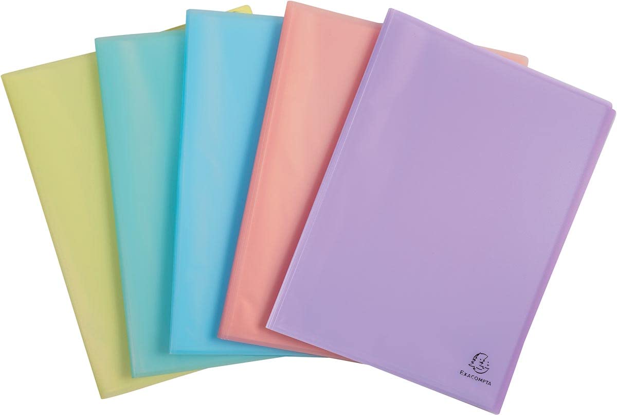 Exacompta - Ref 88370E - Chromaline Translucent Pastel PP Welded Display Books - 240 x 320mm in Size, Suitable for A4 Sized Documents, 30 Pockets, 60 Viewing Pages - Random Colour