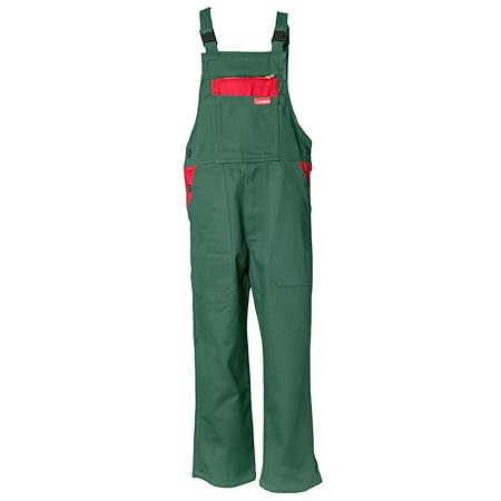 Planam Kinder-Latzhose, Größe 146 / 152, mittelgrün / mittelrot, 166146