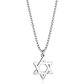 Joxevyia Star of David Necklace Stainless steel David Star Jewish Star Pendant Dainty Religious Necklaces Gifts for Men Guys Son