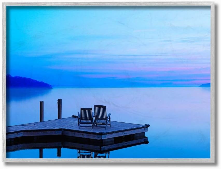 Photographs - Stupell Industries Lake Landscape Purple Blue Photograph, Design by James Mcloughlin Wall Art, 16 x 20, Grey Framed