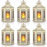 zkee Mini Star Lantern with Flickering LED,Battery Included,Decorative Hanging Lantern,Christmas Decorative Lantern,Indoor Candle Lantern,Battery Lantern Indoor Use, (Set of 6 Golden)