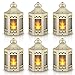 Mini Star Lantern with Flickering LED,Battery Included,Decorative Hanging Lantern,Christmas Decorative Lantern,Indoor Candle Lantern,Battery Lantern Indoor Use,Zkee(Set of 6 Golden)
