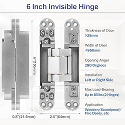 Hidden Door Hinges（2 Pcs）-Invisible Hinges for