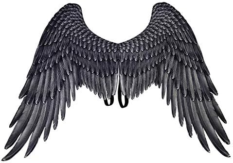 Unisex 3D Angel Wings Halloween Mardi Gras Costume Accessory White Black for Adult Kids