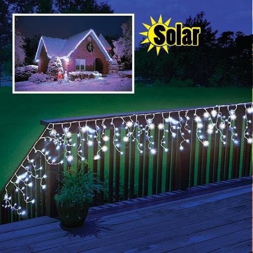 Solar Powered LED Outdoor Christmas Decoration Icicle Lights