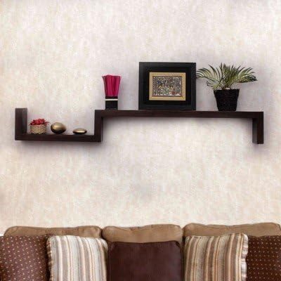 Furnish44 Floating Wall Mount Hanging Storage Shelf S Shape Wall Shelves - Black