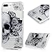 iPhone 8 Plus Case, iPhone 7 Plus Case - Shockproof Flexible TPU Rubber Skin Gel Bumper Case with IMD Technology Anti Color-Fading Print Patterns Slim Fit Protective Cover by Badalink - Flowers/Skull