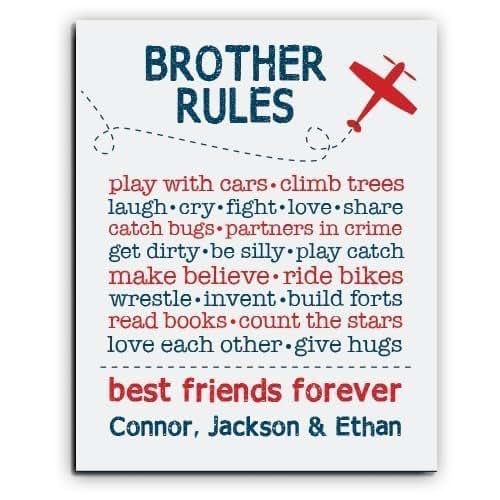 Brother Rules Paper Art Print Brother Wall Art Brother