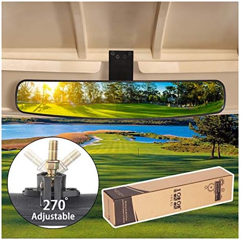 10L0L Universal Golf Cart Rear View Mirror, Newest 16.5″ Extra Wide Panoramic 270 Degree Rear View Mirror for EZGO Club Car Yamaha