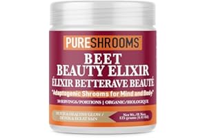 PureShrooms Beet Root Latte Mix | Mushroom Coffee Alternative for Caffeine-Free Energy | Cordyceps, Maca & L-Theanine | Low-S