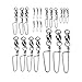 Dr.Fish 60 Pack Ball Bearing Snap Swivels Fishing Tackle Coastlock Snap Swivel Saltwater Fishing Swivels Stainless Steel Rust Resistant Freshwater Saltwater Fishing Gear Accessories #4, #6, #8