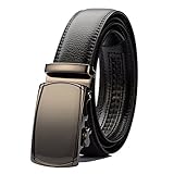 KingMoore Men's Genuine Leather Ratchet Dress Belt With Automatic Buckle (Up to 45” Waist, Black1)