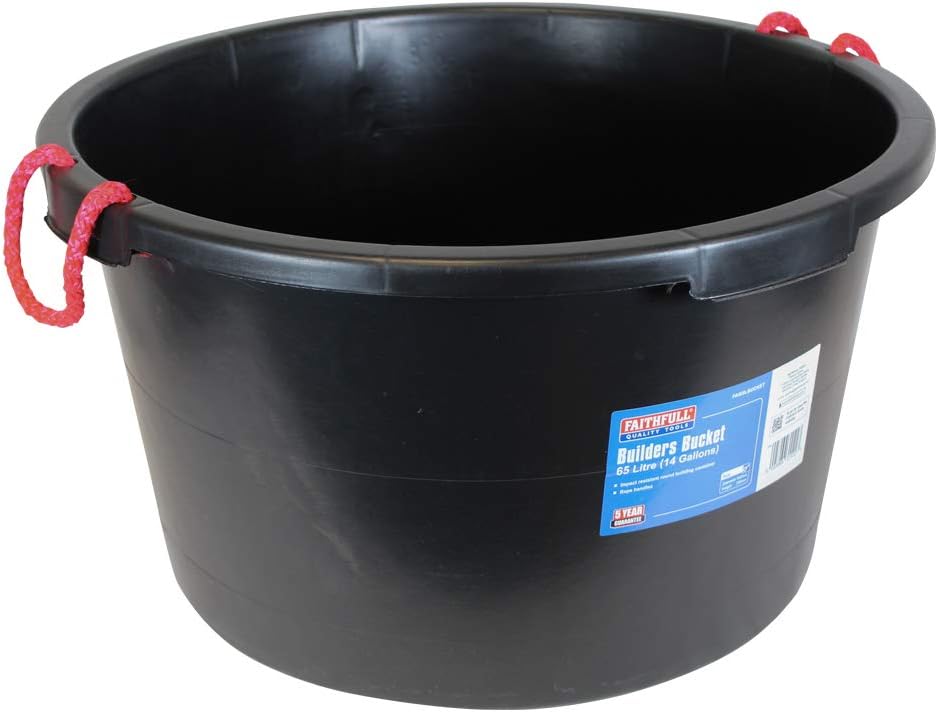Faithfull Tools FAI65LBUCKET 65 Litre Builders Bucket - Clear, Black