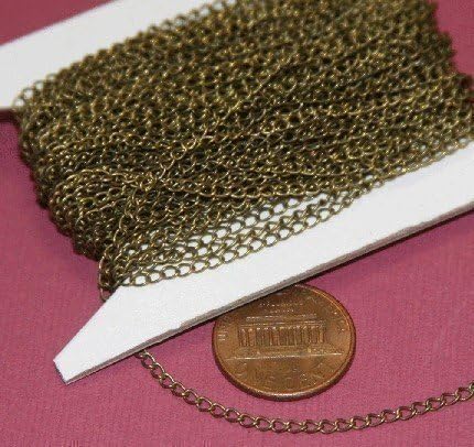 32ft spool of DYI Bulk Antique Brass curb Chain 1.8X2.8mm - Soldered Links