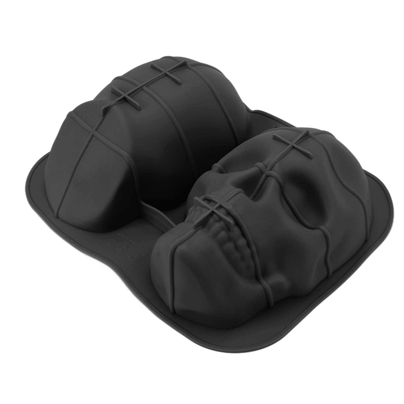 Mumusuki Silicone Mould Skull Cake Mould Halloween Skeleton Skull Head Baking Mold Novel Ice Cube Mold Soft Silicone Head Cake Mold Baking Tool for Cake Biscuit Chocolate Candy Ice(Black)