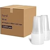 Karat [16oz - 2,000 ct] 95mm Translucent PP Plastic U-Rim Disposable Cups, Designed for Sealing Films (C1011)