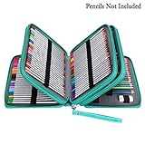 BTSKY 200 Slots Colored Pencil Organizer - Deluxe PU Leather Pencil Case Holder With Removal Handle Strap Pencil Box Large for Colored Pencils Watercolor Pencils