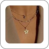 Vacaonio Bohemia Layered Hollow Star Pendant Necklace Gold Star Chain Necklace Star Choker Necklace Multi Layer Gold Necklace Chain Jewelry for Women