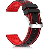 Narako Silicone Watch Bands Divers Model Replacement Rubber Watch Strap 20mm 22mm 24mm 26mm Waterproof Line Bicolor Silver Buckle for Men and Women Sport