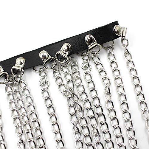 RARITYUS Women Sexy Rave Punk Waist Body Chain Harness Garter Belt Adjustable with Metal Chain Tassel for Party Festival Costume