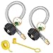 1/4" NPT RV Propane Hose with Gauge Set, 12 Inch Stainless Steel Braided RV Pigtail Propane Hose Connector for Standard 2-Stage Regulator with 1/4" Female NPT Inlet, 2 Pack