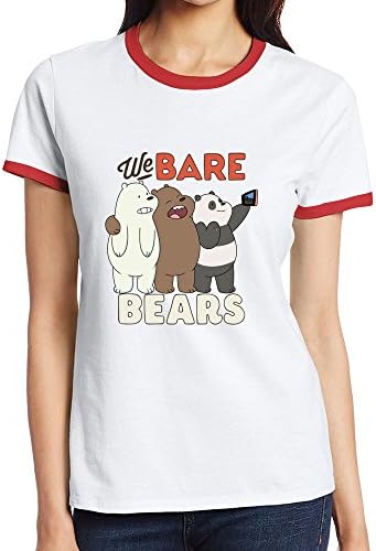 Women Short Sleeve We Bare Bears T Shirt Small Red